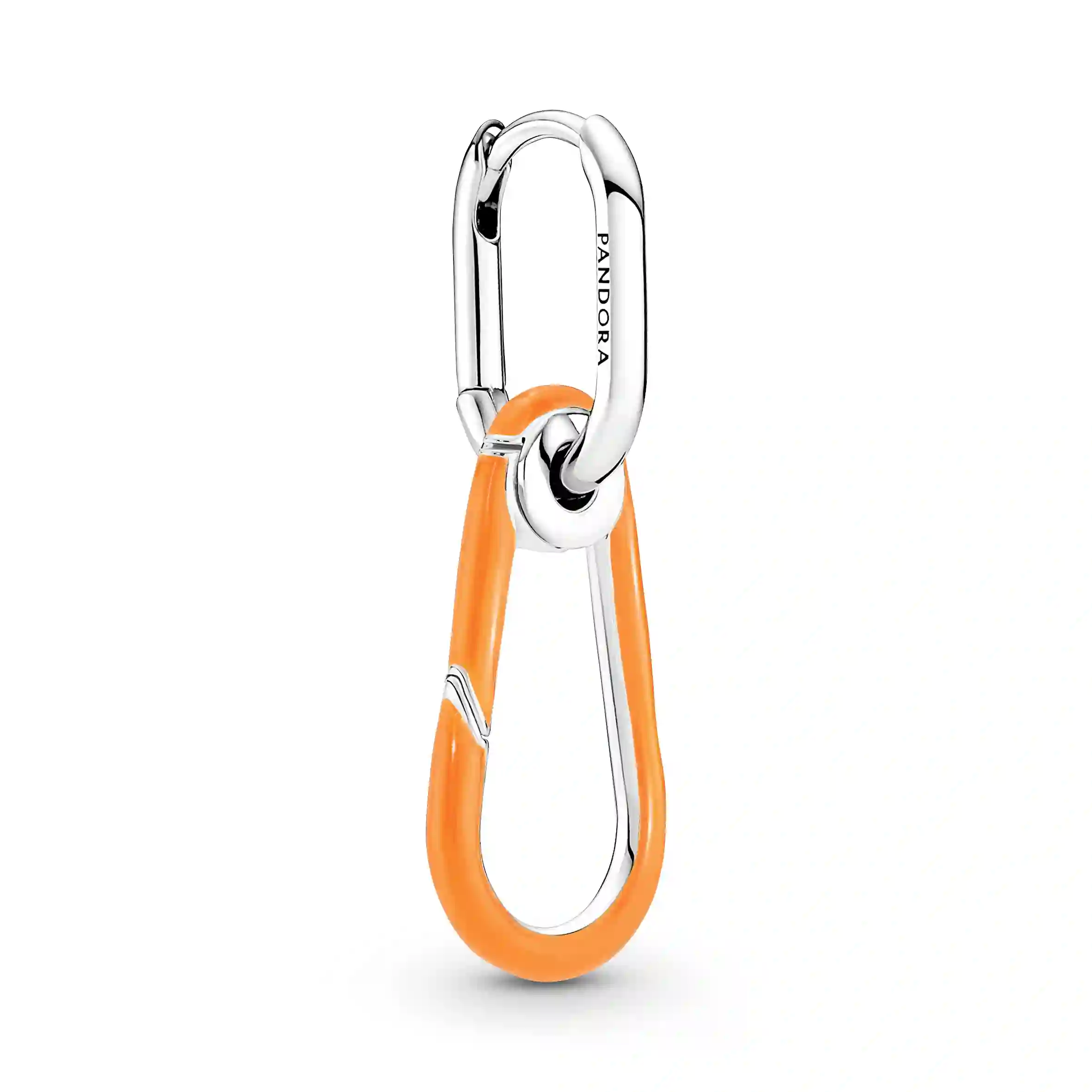 Bright Orange Hoop Link Earring