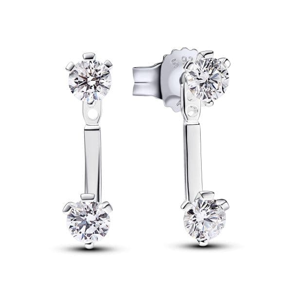 Pandora Sterling Silver Lab-grown Diamond Stud Drop Jacket Earrings 292863C01 292863 — photo 1 of 1