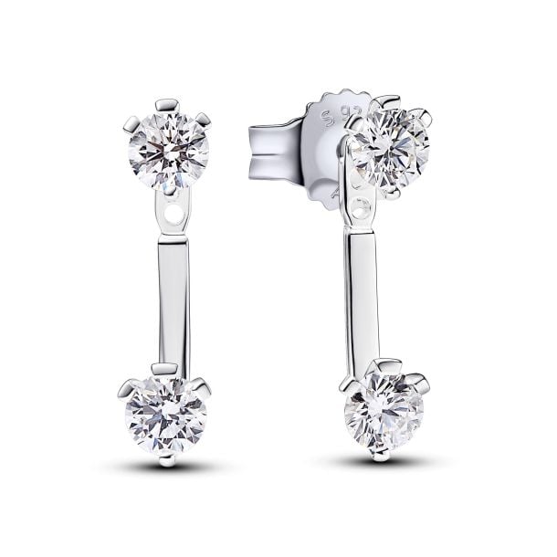 Sterling Silver Lab-grown Diamond Stud Drop Jacket Earrings