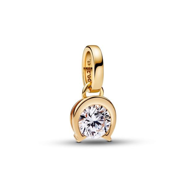 14k Gold Lab-grown Diamond Horseshoe Pendant