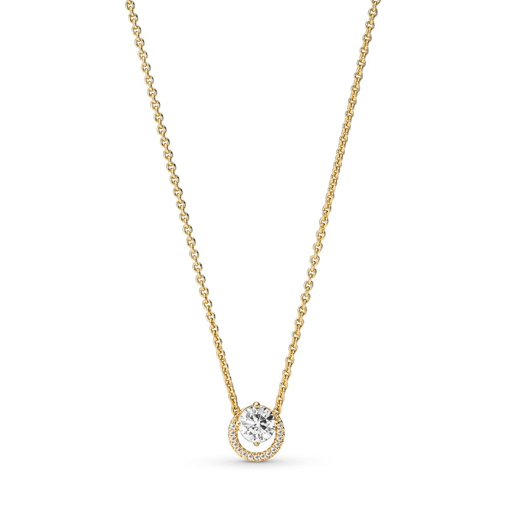 Sparkling Round Halo Pendant Collier Necklace