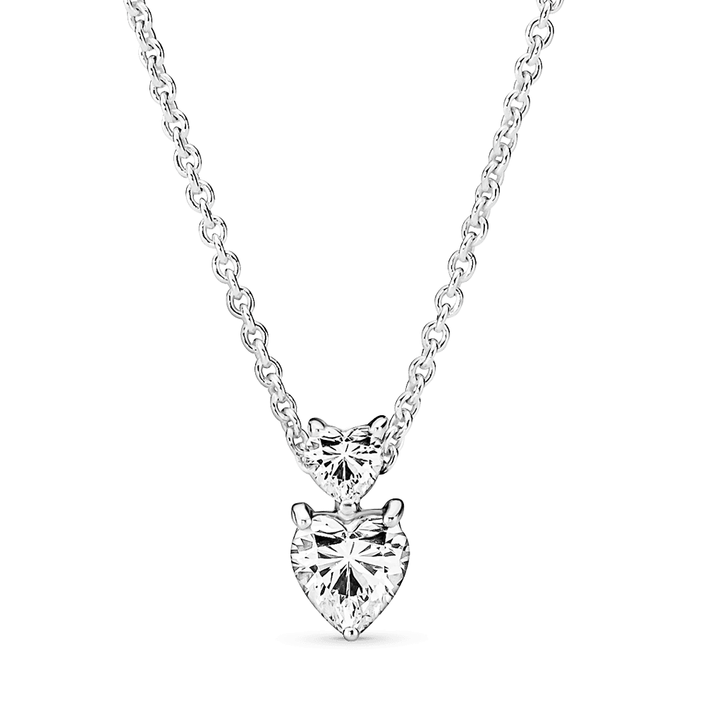 Pandora Double Heart Pendant Sparkling Collier Necklace 391229C01 391229 — foto 1 de 1