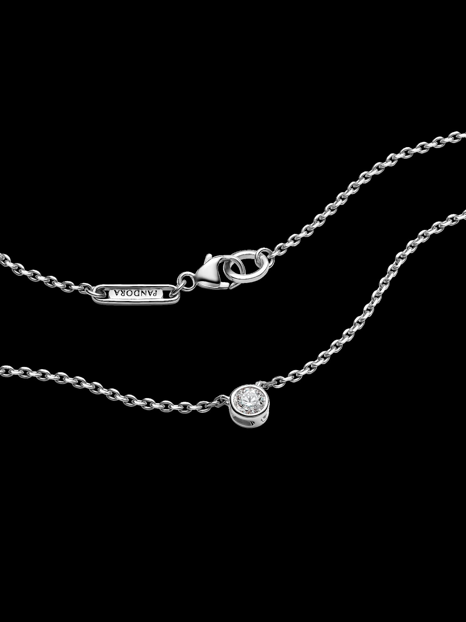 Bezel Sterling Silver Lab-grown Diamond Pendant Necklace