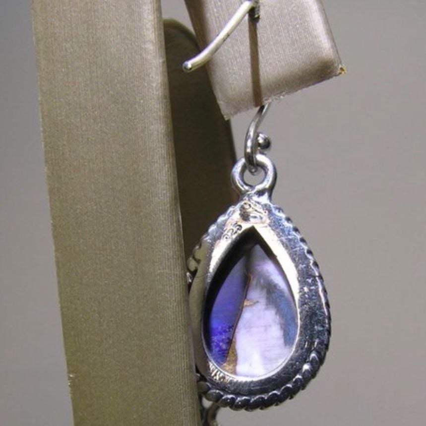 925 Silver Earrings – Purple Copper Turquoise — Excellent (M-) Earrings
