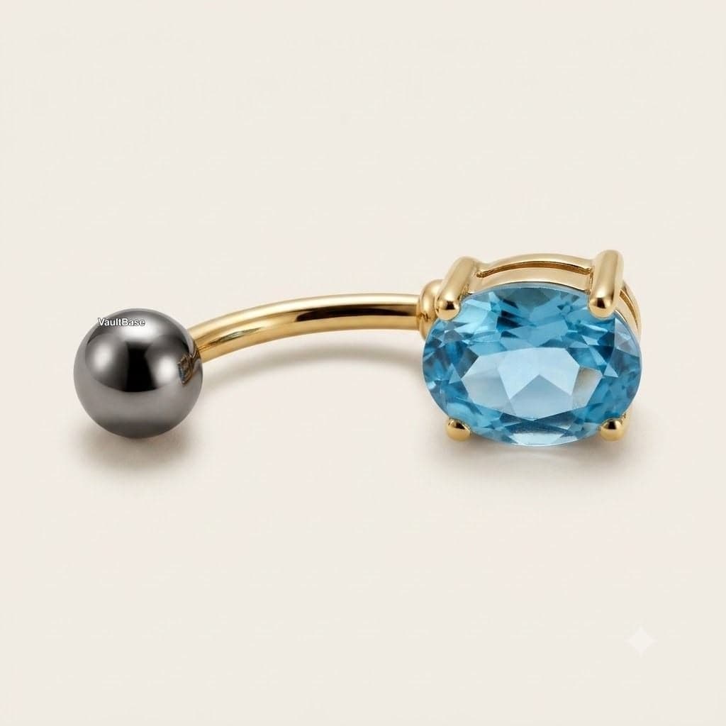 Gold-Bauchnabelpiercing mit Topas Edelstein — Foto 1 von 8