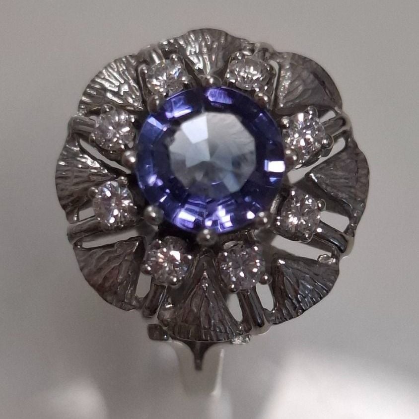 Wunderschöner Tansanit-Brillant Ring, 750er Weissgold, Gr.52 — rings
