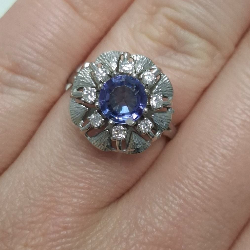 Wunderschöner Tansanit-Brillant Ring, 750er Weissgold, Gr.52 — rings