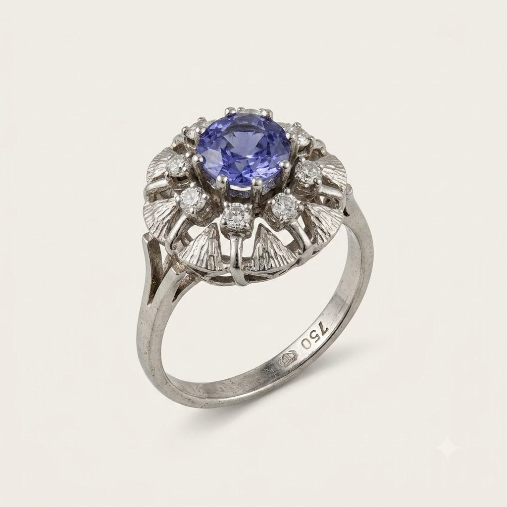 Wunderschöner Tansanit-Brillant Ring, 750er Weissgold, Gr.52 — rings