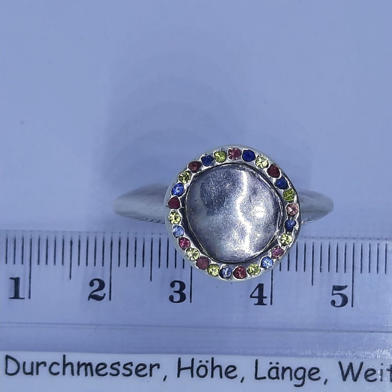 Aesthetic Silver Ring with Multi-Coloured Gemstones — Good (VG) Rings