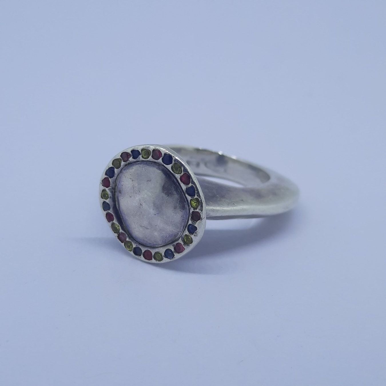 Aesthetic Silver Ring with Multi-Coloured Gemstones — Good (VG) Rings