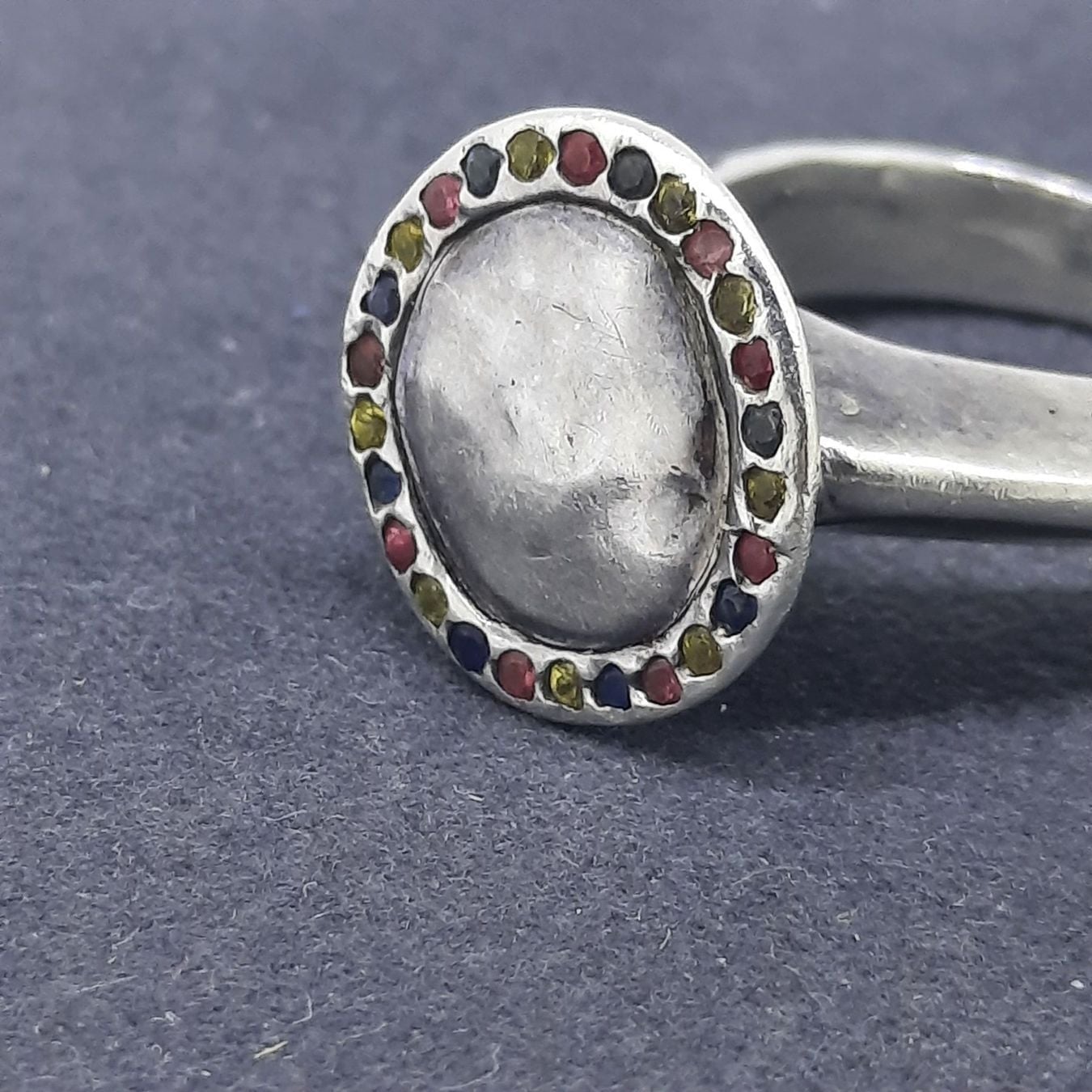 Aesthetic Silver Ring with Multi-Coloured Gemstones — Good (VG) Rings
