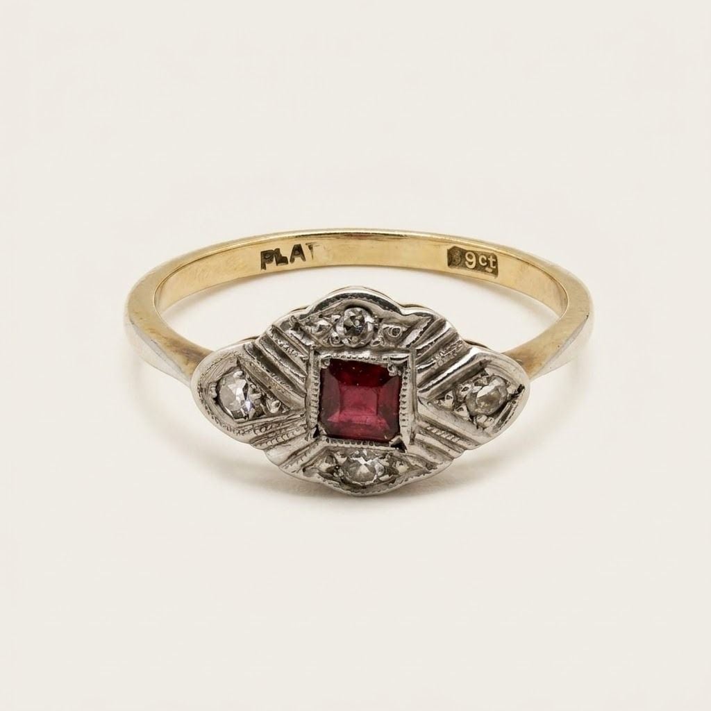 Goldring mit edlem Rubin Edelstein — Guter Zustand (VG) Ringe