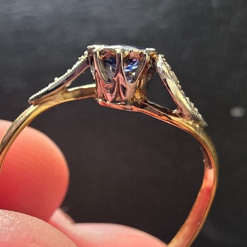 Safir Diamantring Weiss & Gelbgold — Exzellenter Zustand (M-) Ringe
