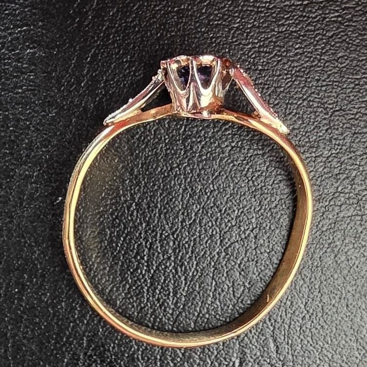 Sapphire Diamond Ring White & Yellow Gold — Excellent (M-) Rings