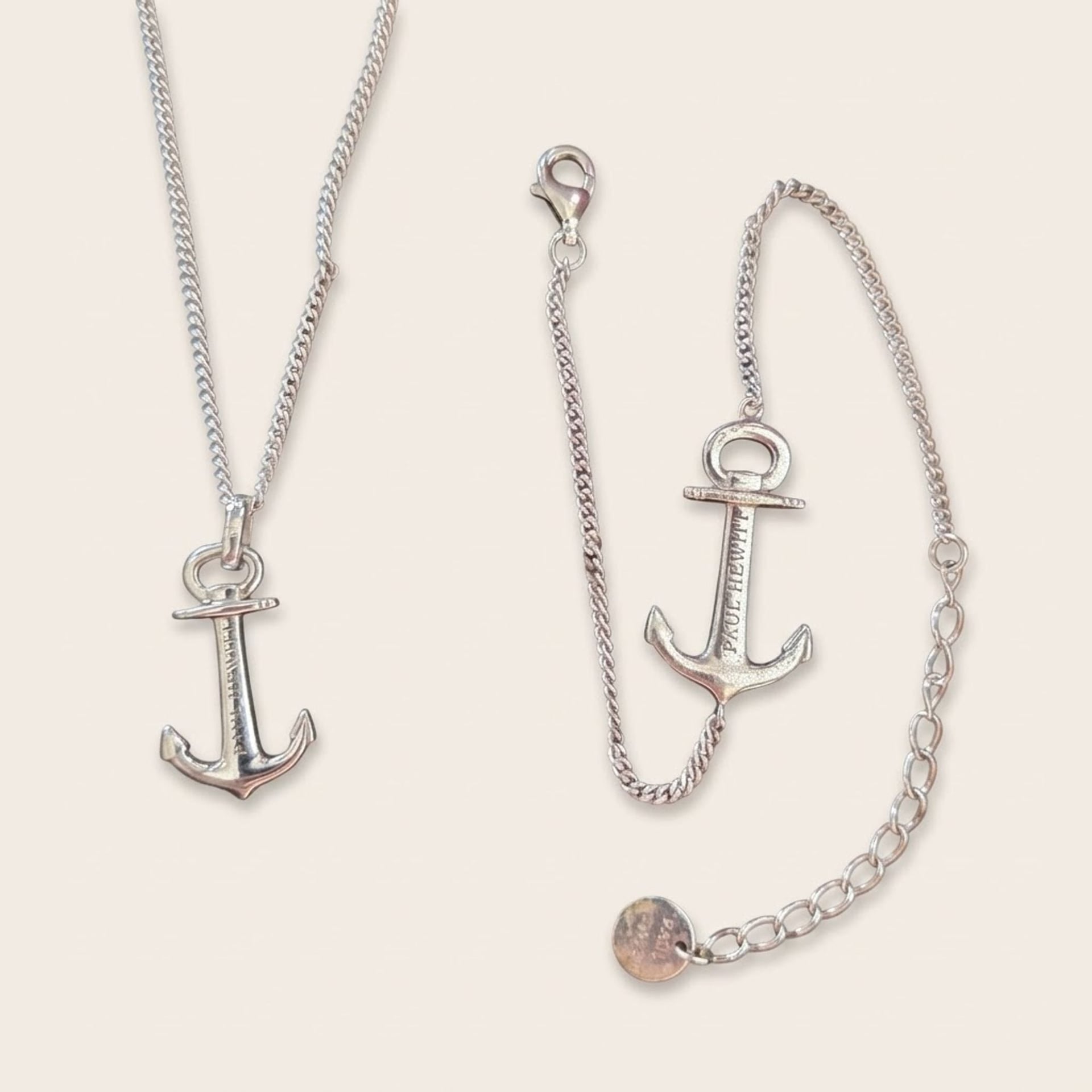 Silver Set Bracelet & Necklace with Anchor — Very good / fine (VG+) Necklaces & pendants