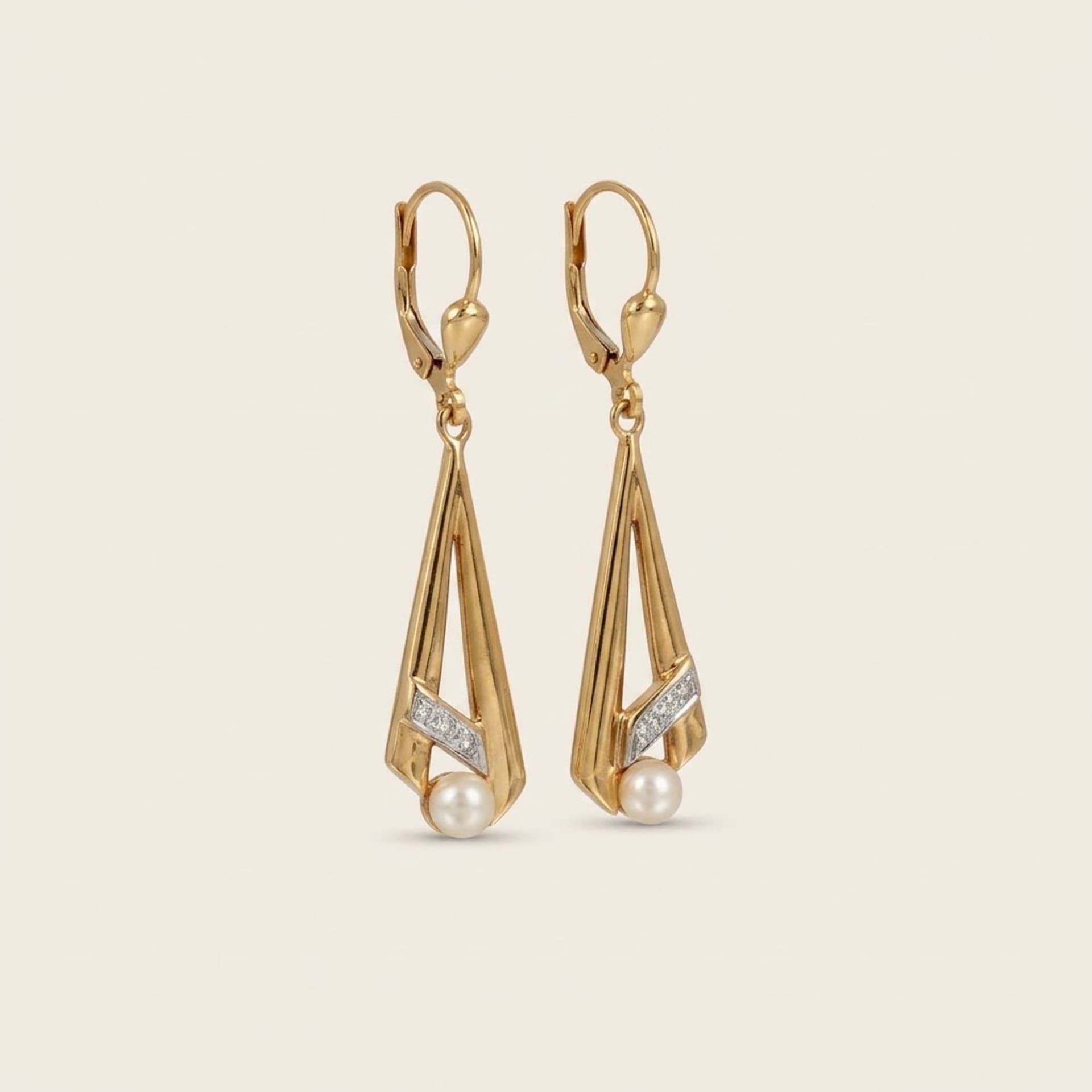 Drop Earrings with Diamonds and Pearls — photo 1 of 4