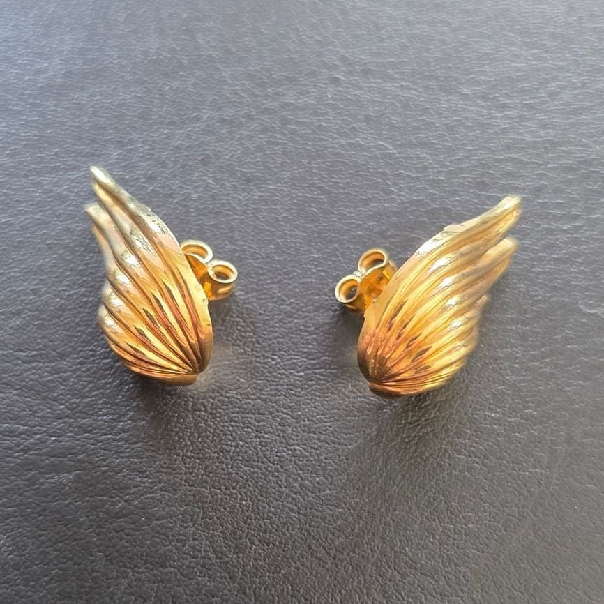 Angel Wing Stud Earrings 750 Yellow Gold 2.37g — Excellent (M-) Earrings