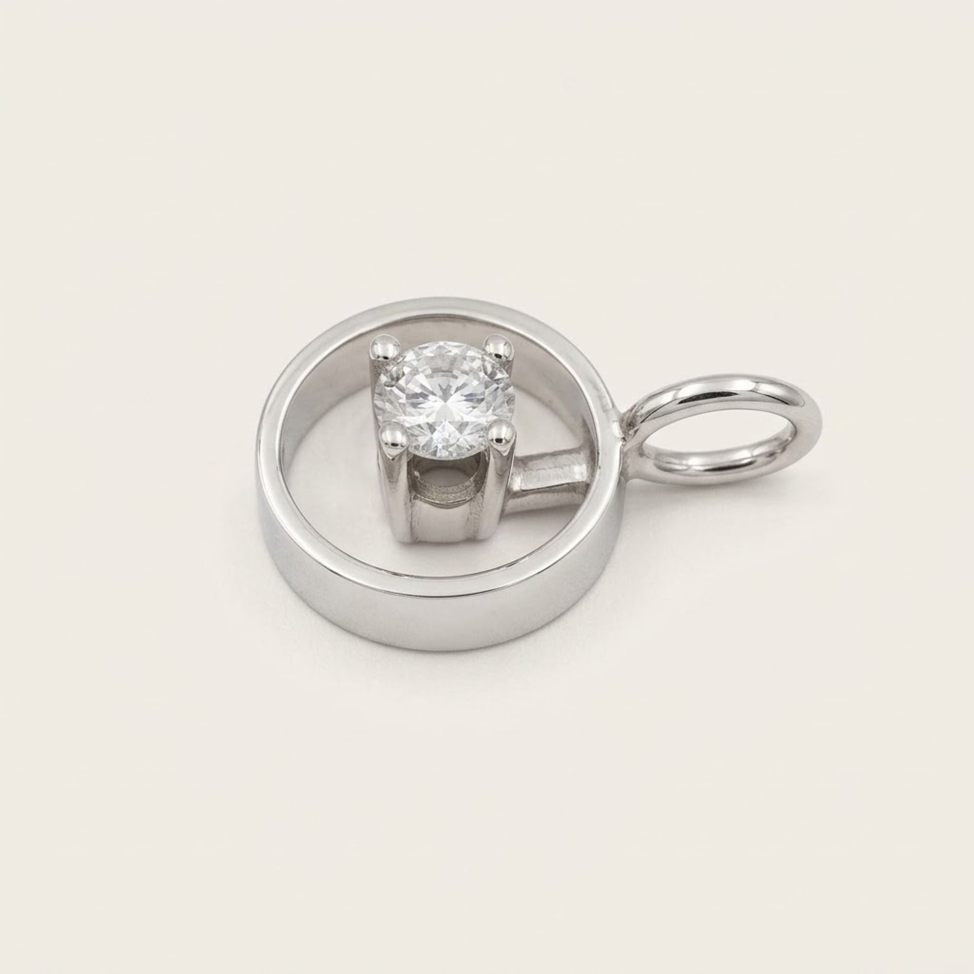 Colgante solitario de oro blanco 750 — Very Good / Fine (VG+) Collares y colgantes