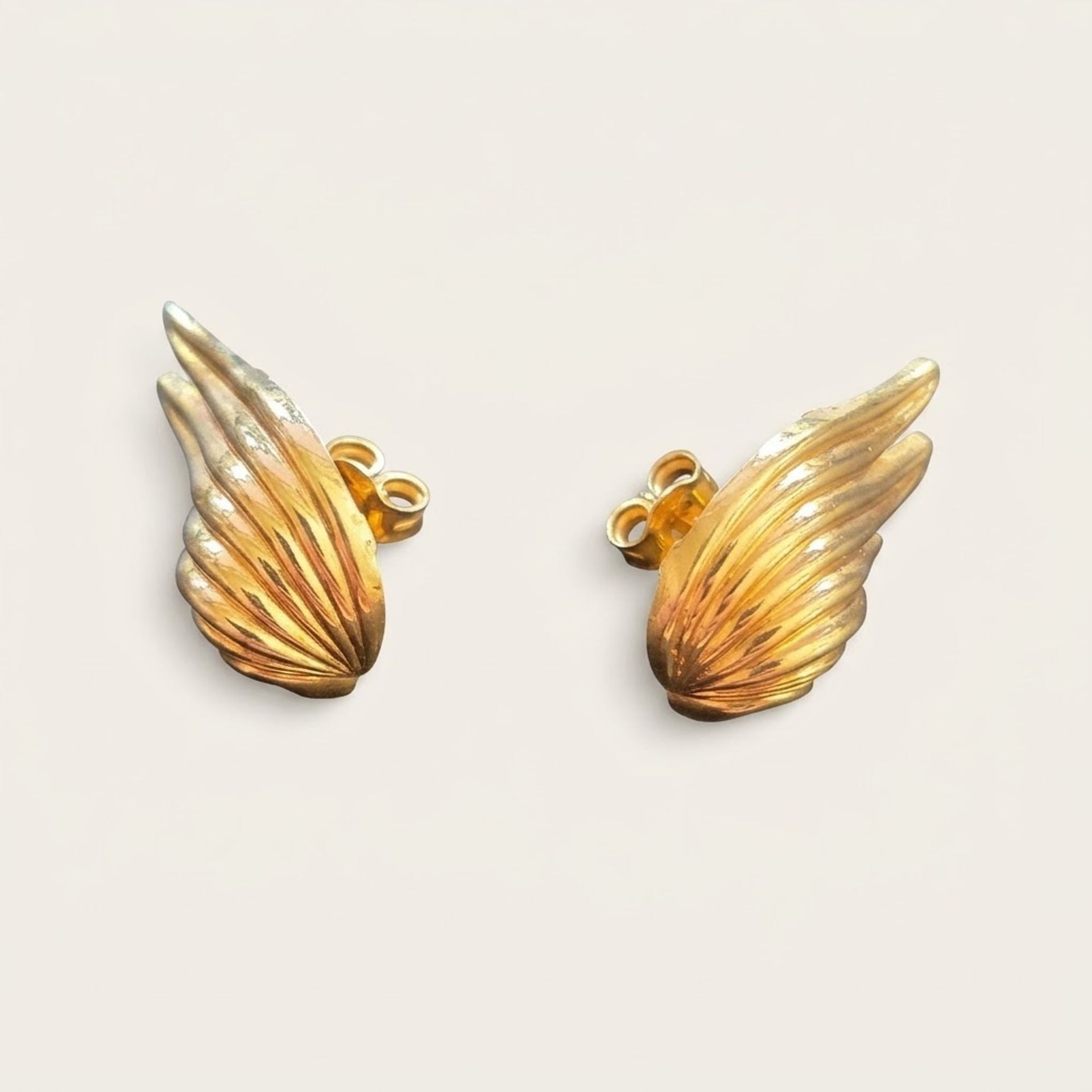 Angel Wing Stud Earrings 750 Yellow Gold 2.37g — Excellent (M-) Earrings