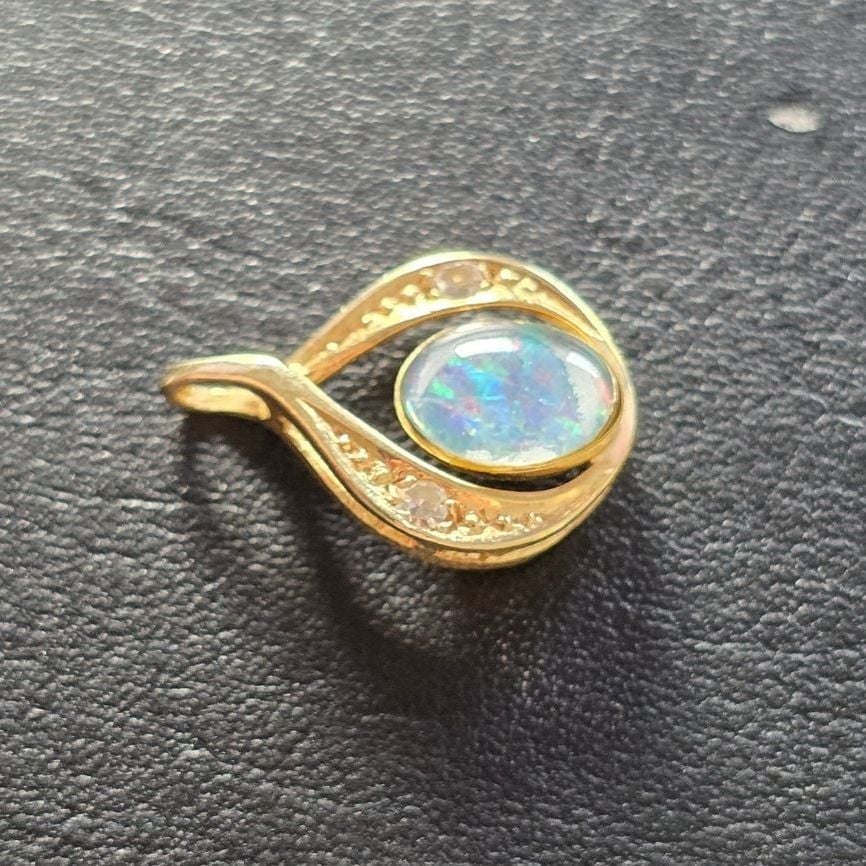 Anhänger Opal Triplette mit 2 Diamanten 585 Gold — Very Good / Fine (VG+) Ketten & Anhänger