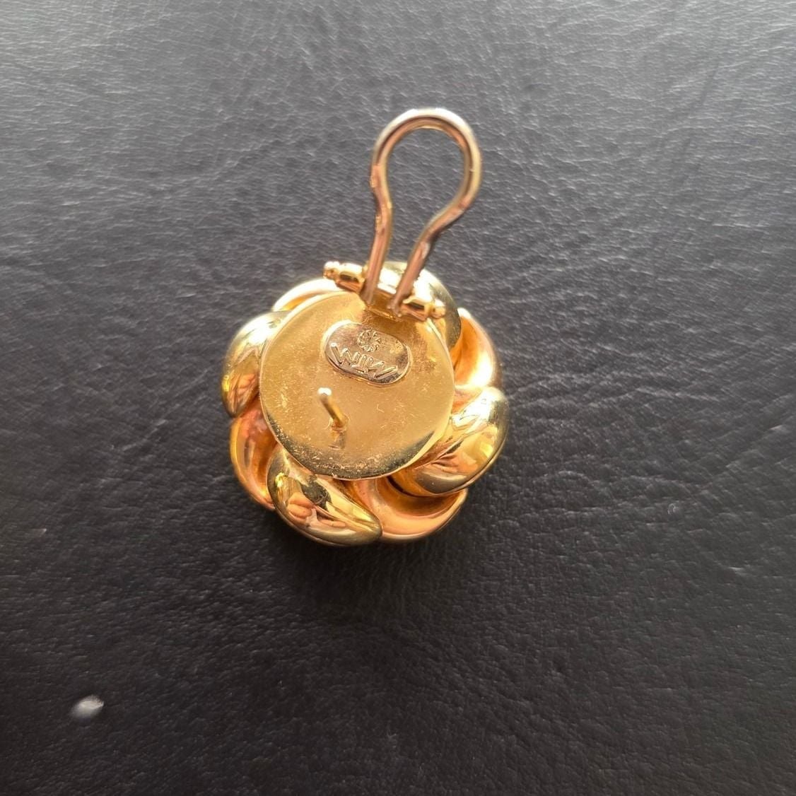 Vintage Ohrclips 750er Rot&Gelbgold plastischer Knoten — Very Good / Fine (VG+) Ohrringe