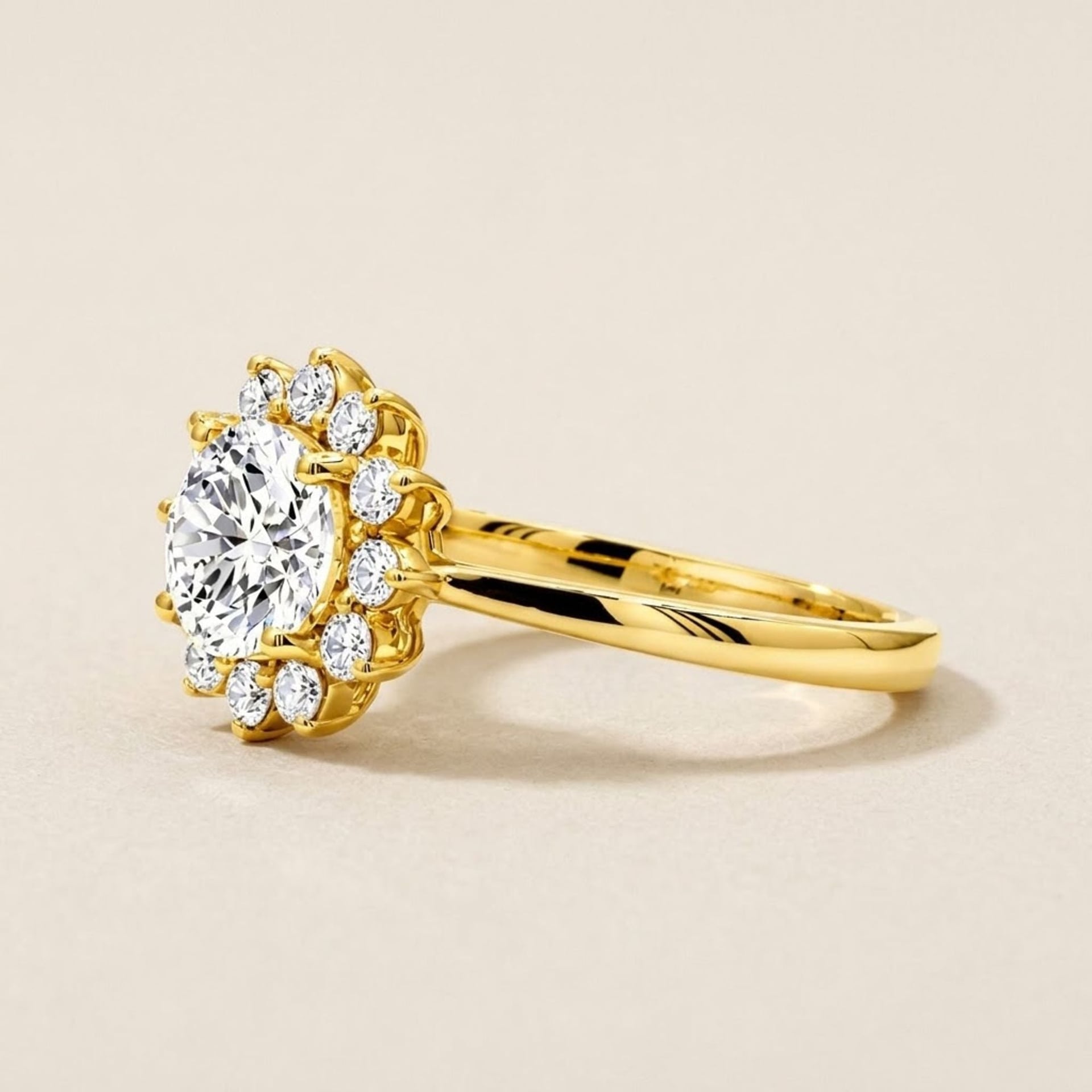 Labor Diamant Ring 14k Gelbgold, 1.00 ct mit 0.34 ct Labor-Diamanten — Neuwertig (N) Ringe