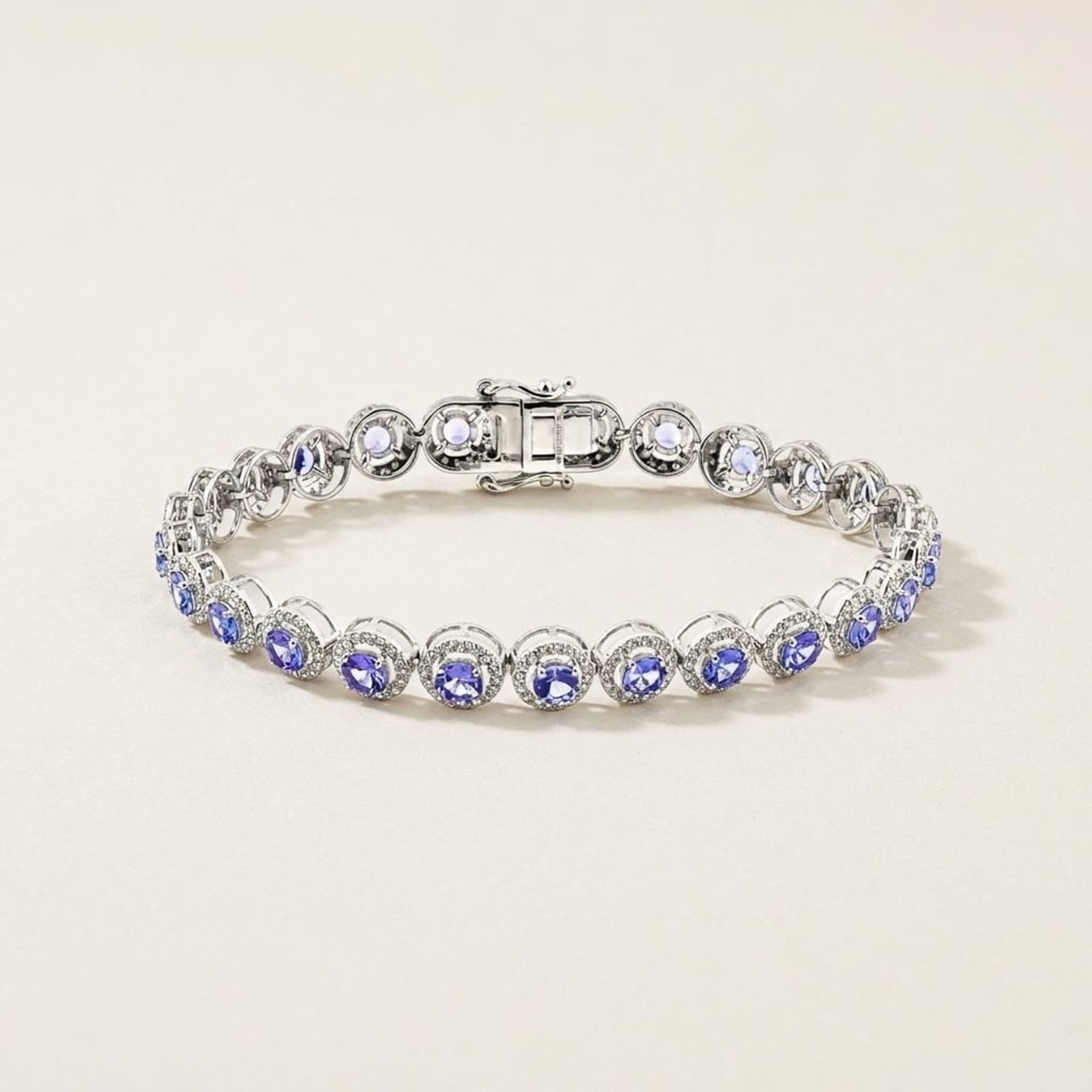 Tansanit Armband 14k Weissgold, 6.21 ct mit 1.73 ct Diamanten — Come nuovo (N) Braccialetti