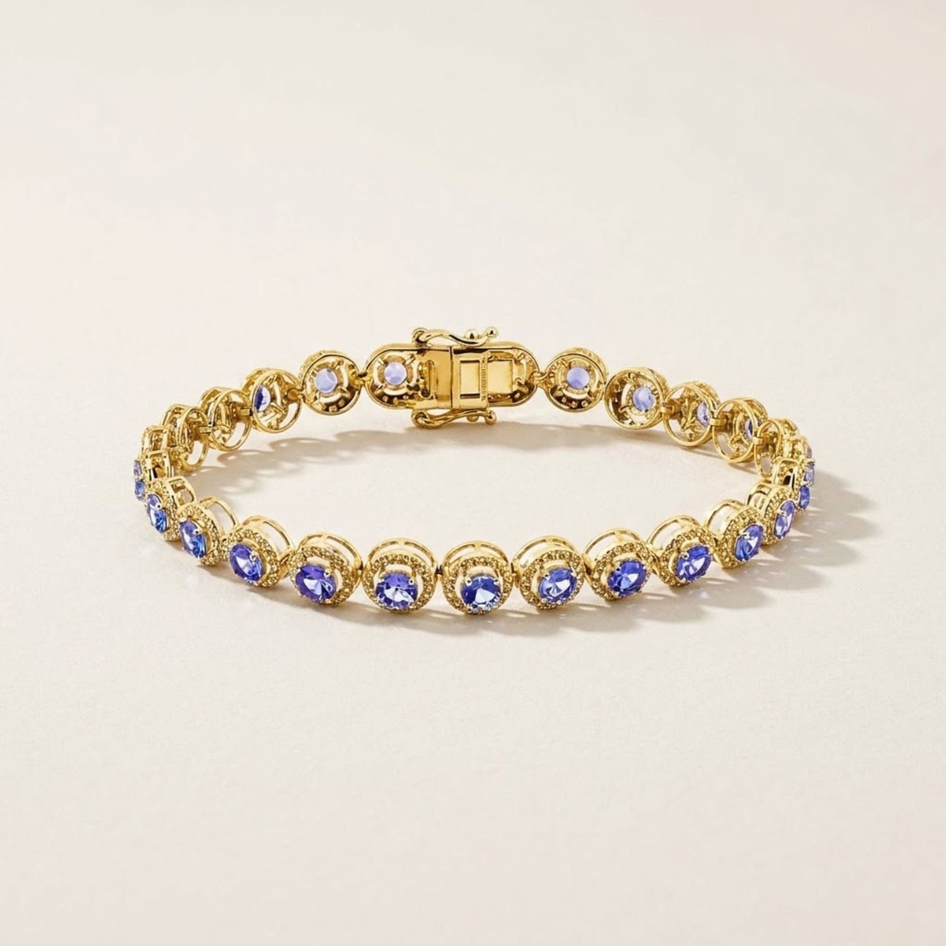 Bracciale Tanzanite Oro Giallo 14K, 5.51 ct con 2.05 ct Diamanti — Come nuovo (N) Braccialetti