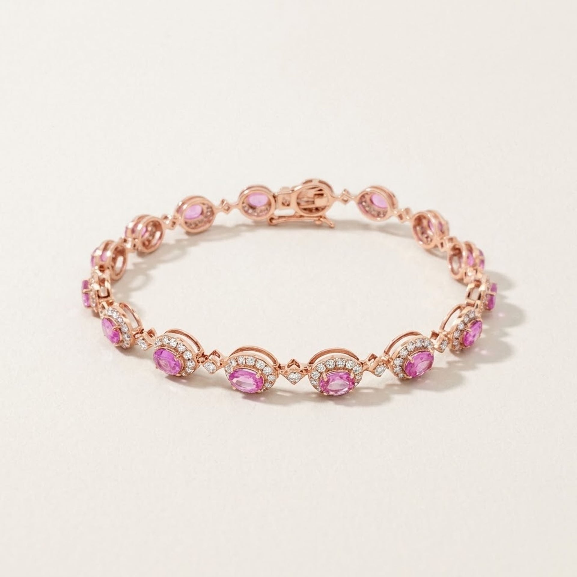 Saphir Armband 14k Roségold, 4.76 ct mit 1.89 ct Diamanten — As new (N) Bracelets