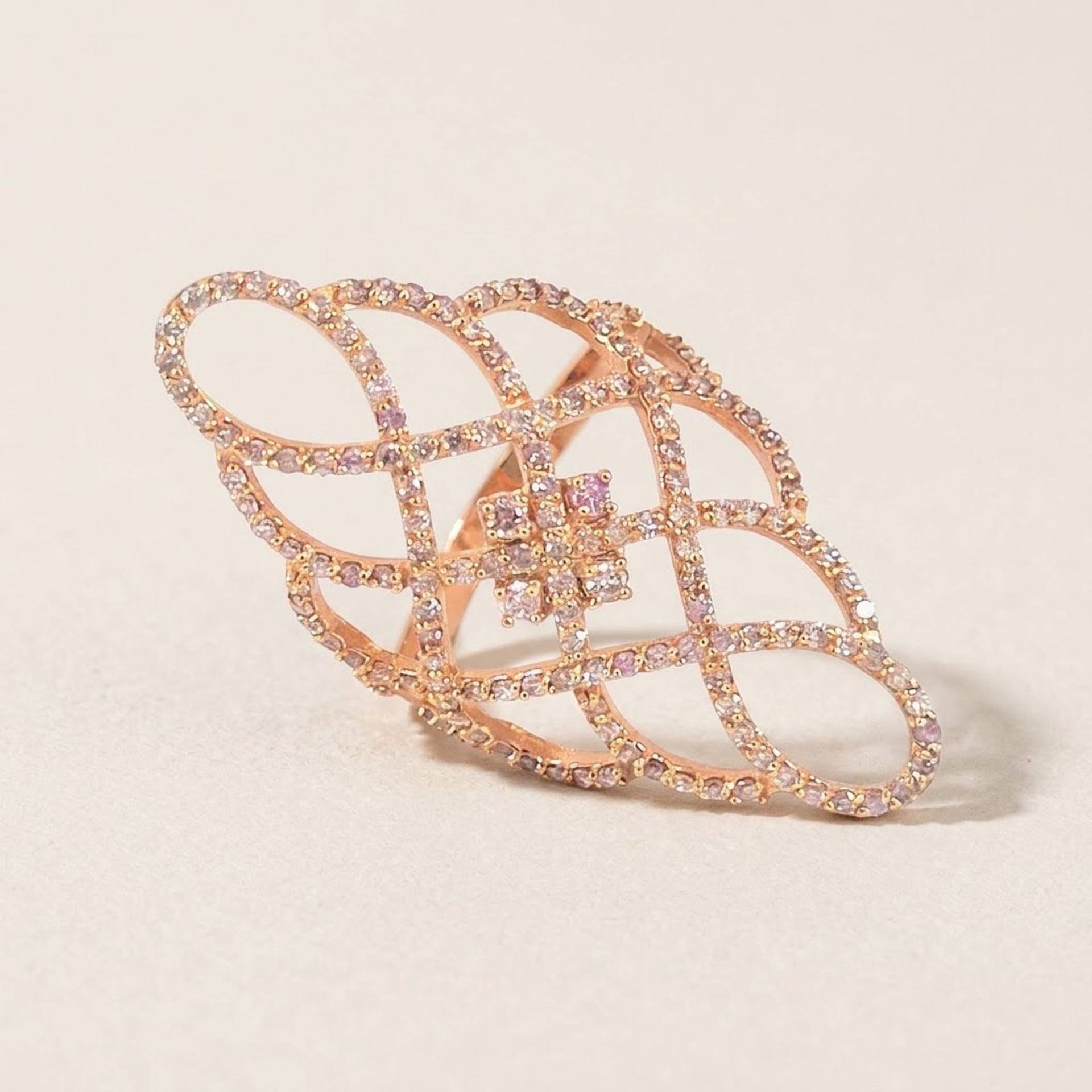 Diamond Ring 14k Rose Gold, 1.46 ct — As new (N) Rings