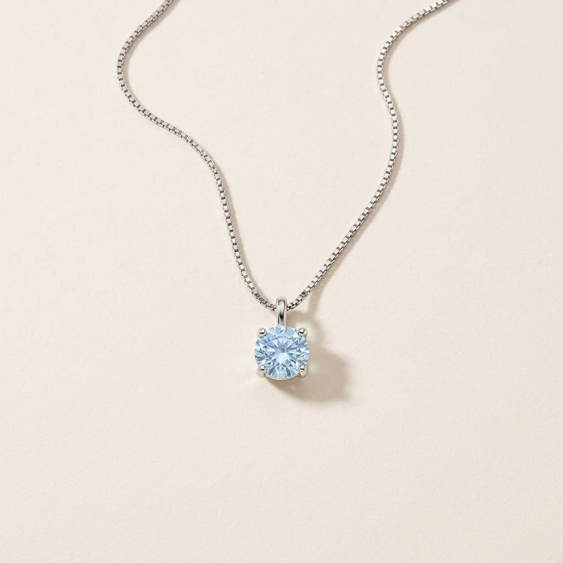 1ct blauer Labor Diamant Halskette 14k Weissgold — Foto 1 von 4