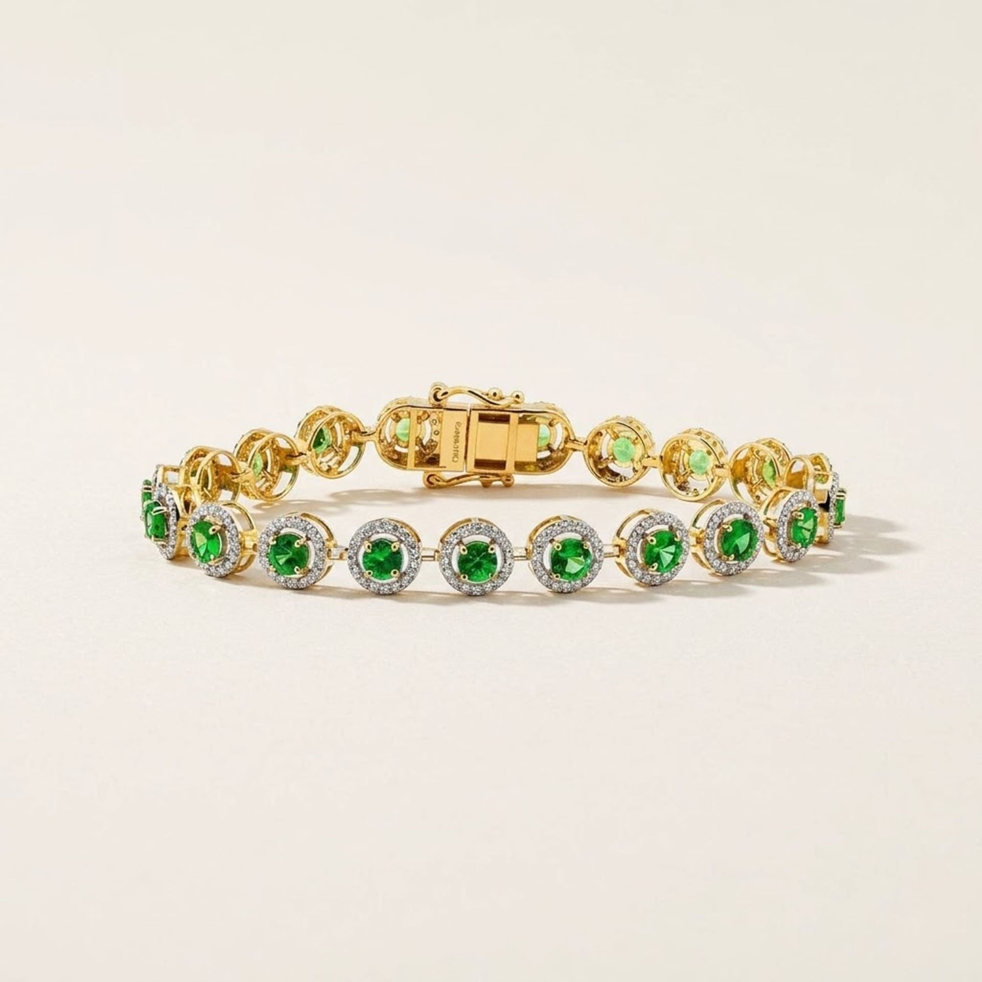 Tsavorit Armband 14k Gelbgold, 5.50 ct mit 1.84 ct Diamanten — Neuwertig (N) Armbänder