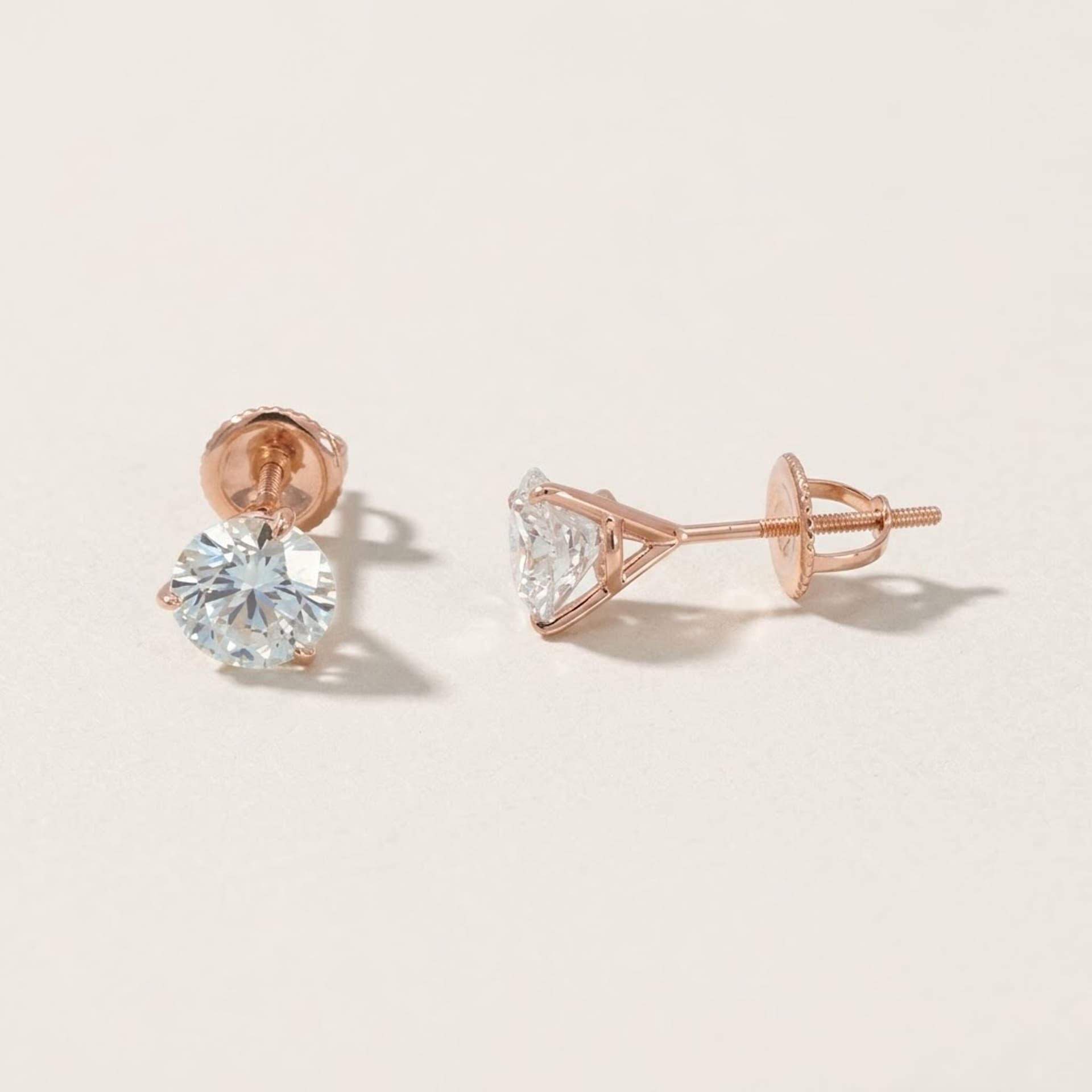 2.09ct Labor Diamant Ohrringe 14k Roségold — Foto 1 von 4