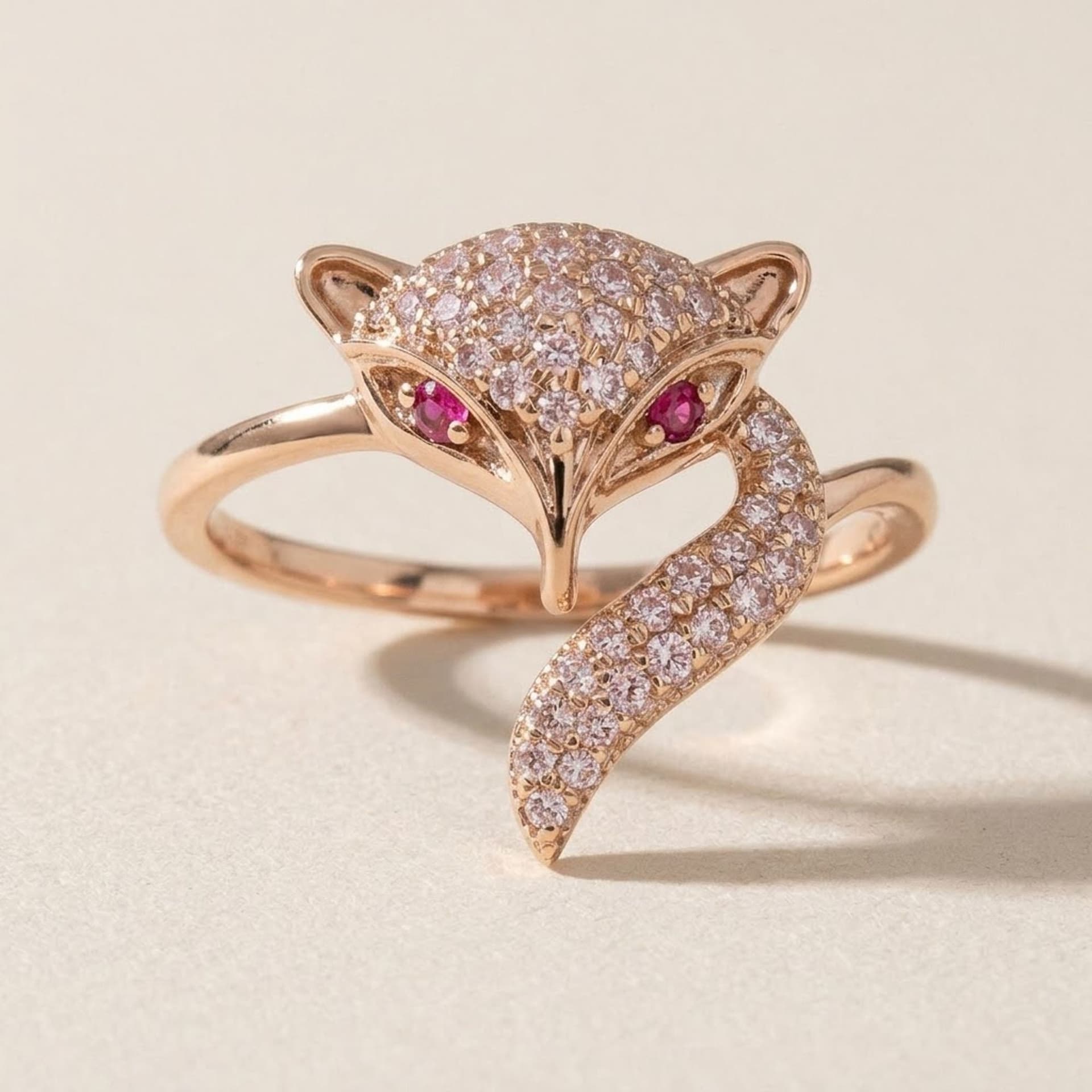 Diamantring in 14K Roségold, 0.32 ct mit 0.04 ct Rubinen — Foto 1 von 6