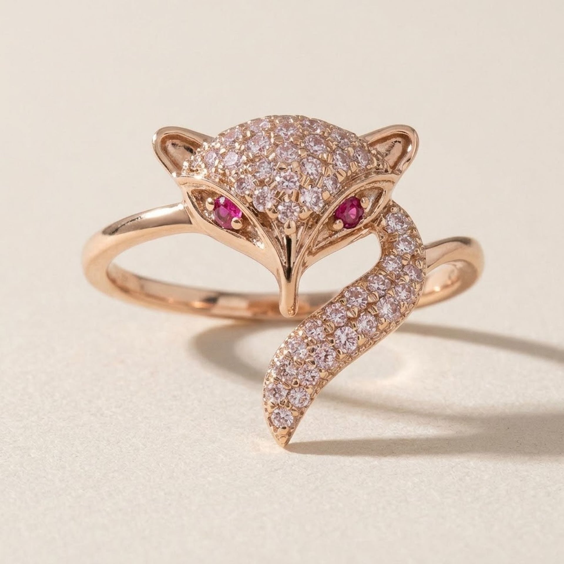 Diamantring in 14K Roségold, 0.32 ct mit 0.04 ct Rubinen — Neuwertig (N) Ringe