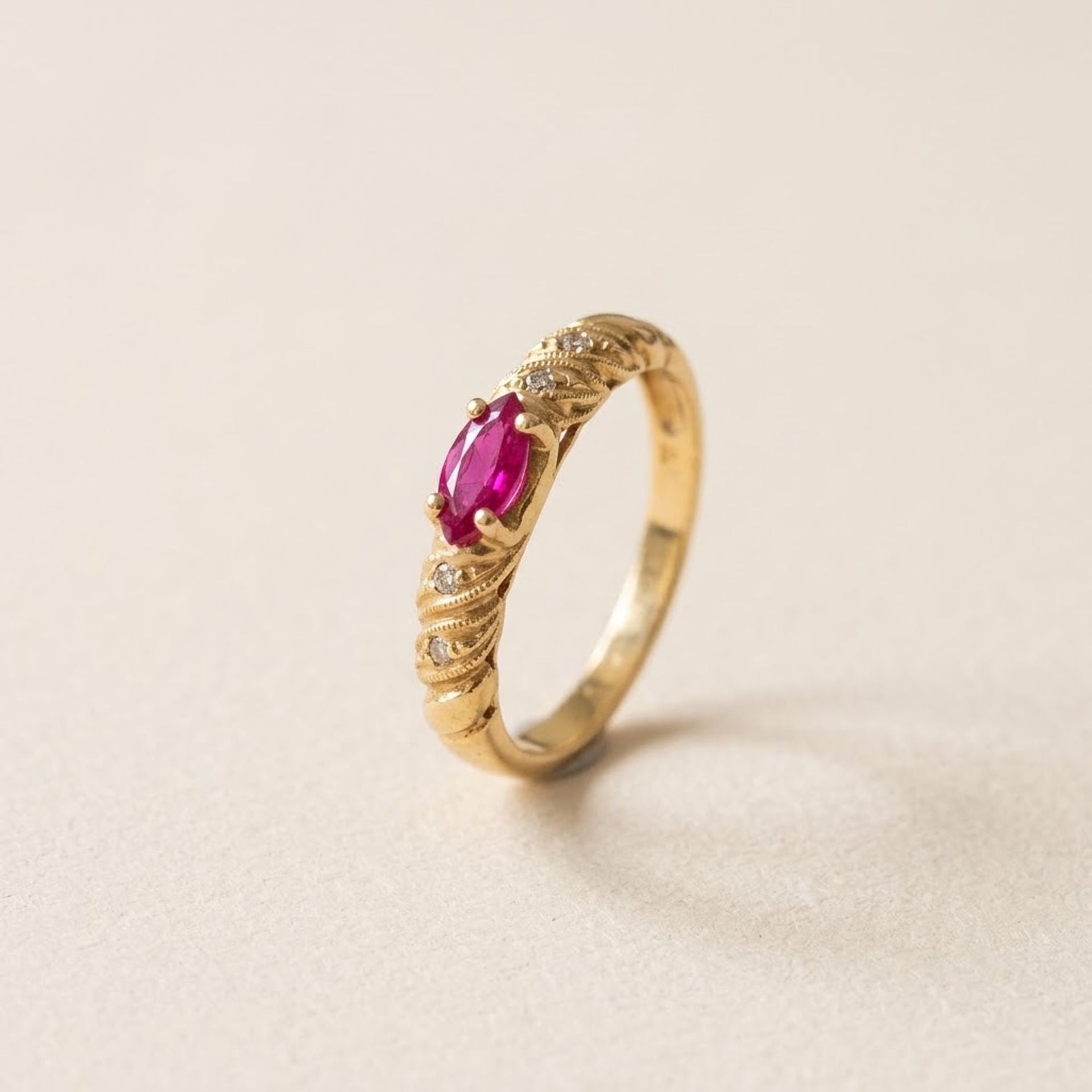 Gold Ring 750 Lab-Ruby & Lab-Sapphire — Excellent (M-) Rings
