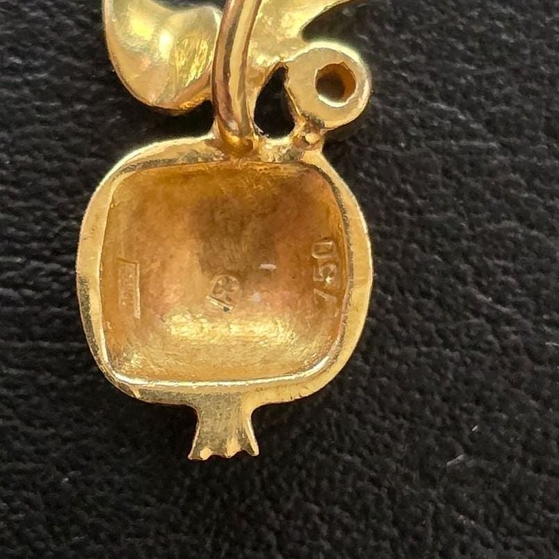 Gold Apple Pendant with Diamond — Very good / fine (VG+) Necklaces & pendants