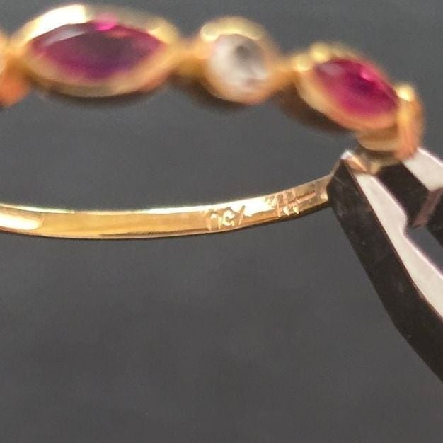 Gold ring with s. ruby & sapphire 750 — Good (VG) Rings