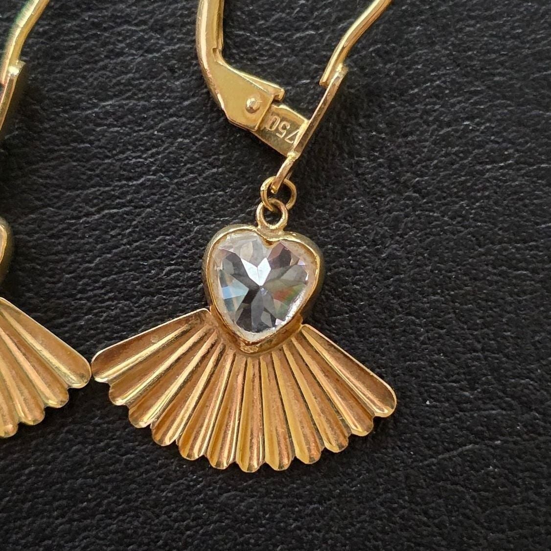 750 Heart Fan Drop Earrings — Good (VG) Earrings