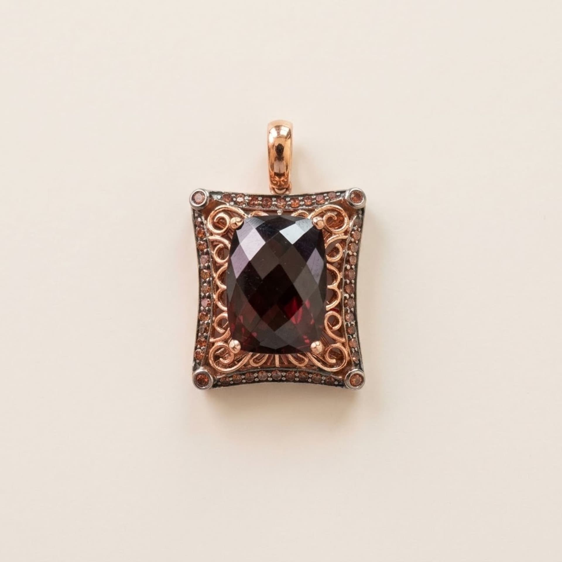 Rose Gold Pendant with Large Garnet — photo 1 of 5