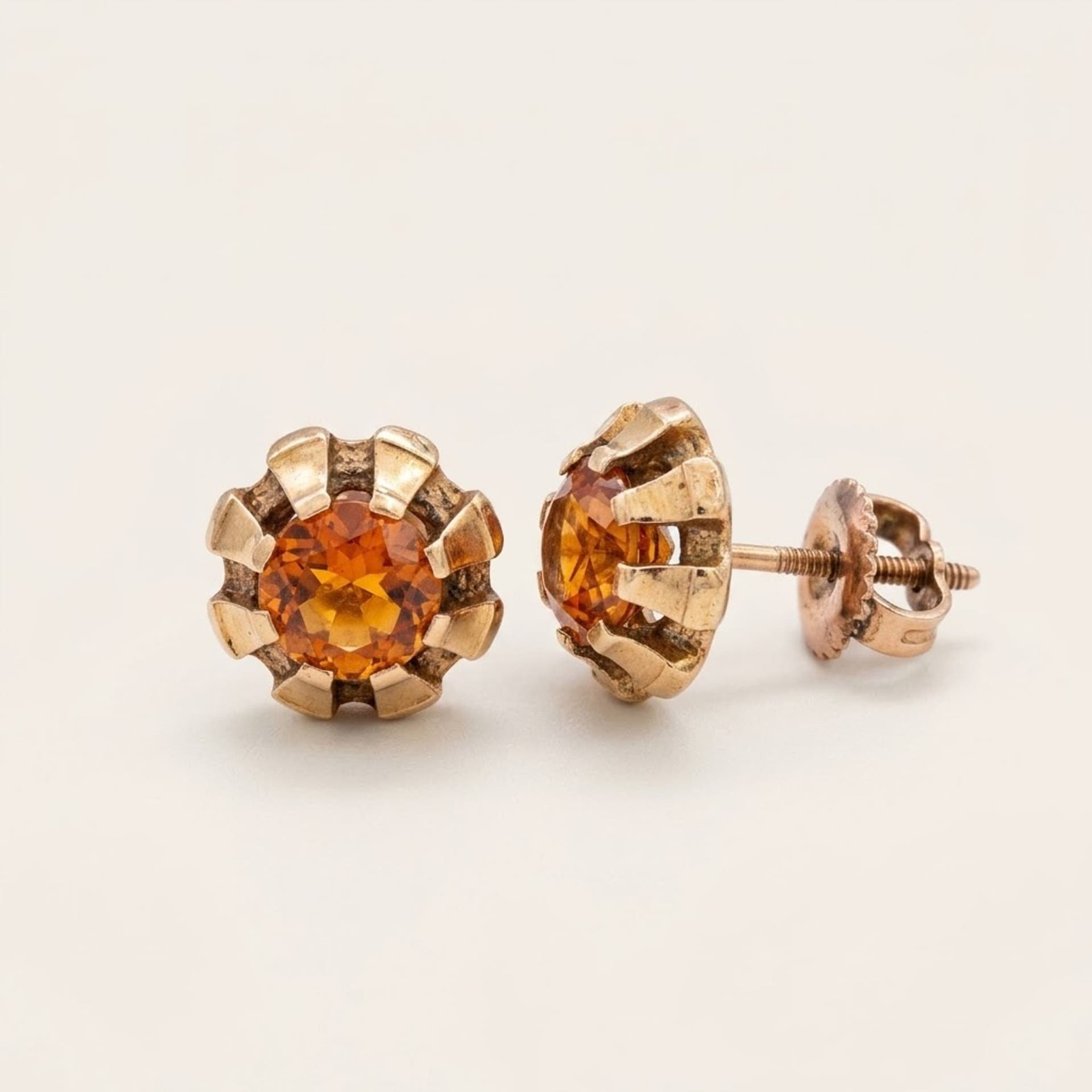 Citrine Gold Screw-Back Earrings 750 — photo 1 of 4
