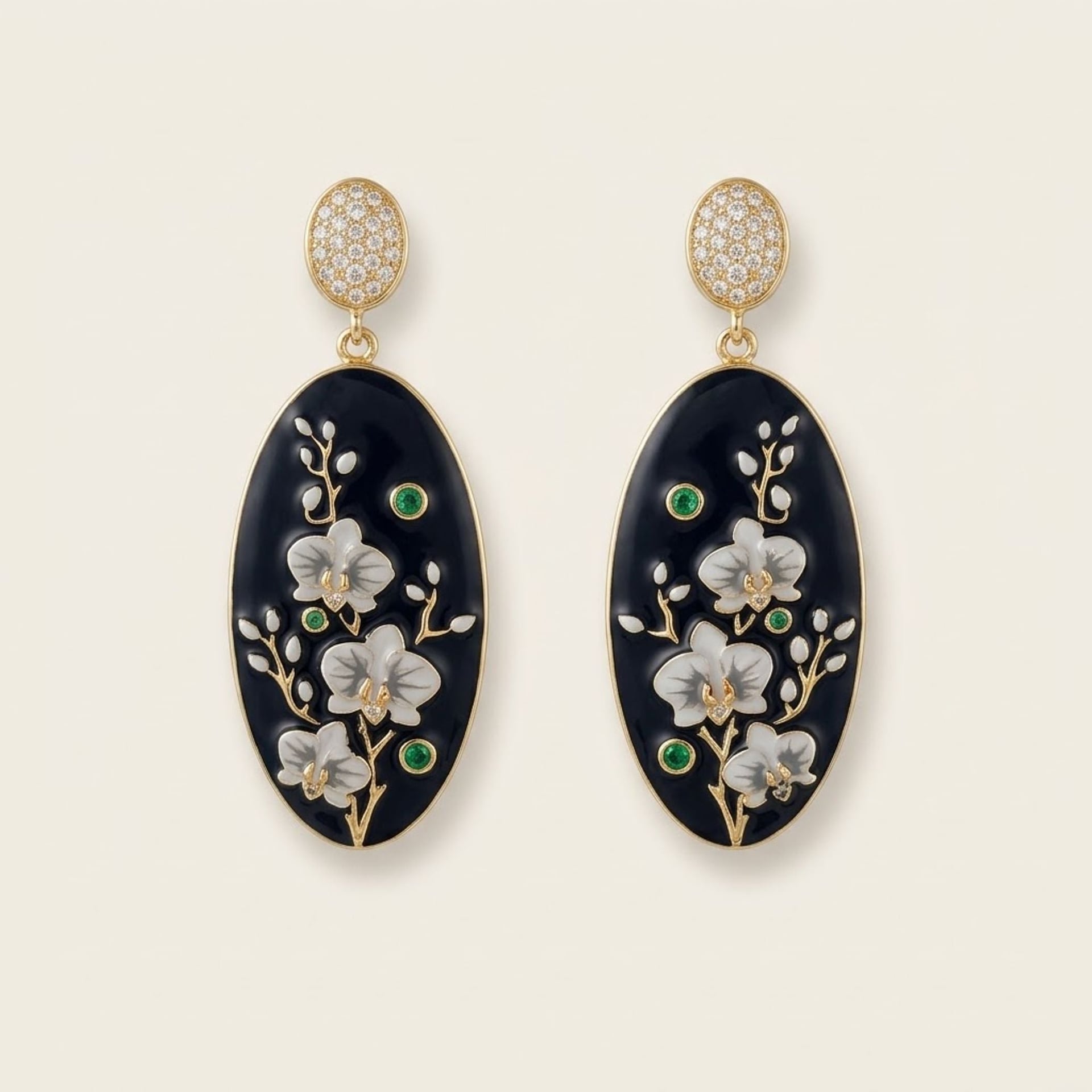 Handbemalte Blüten Ohrringe 925 Silber — Mint (M) Earrings