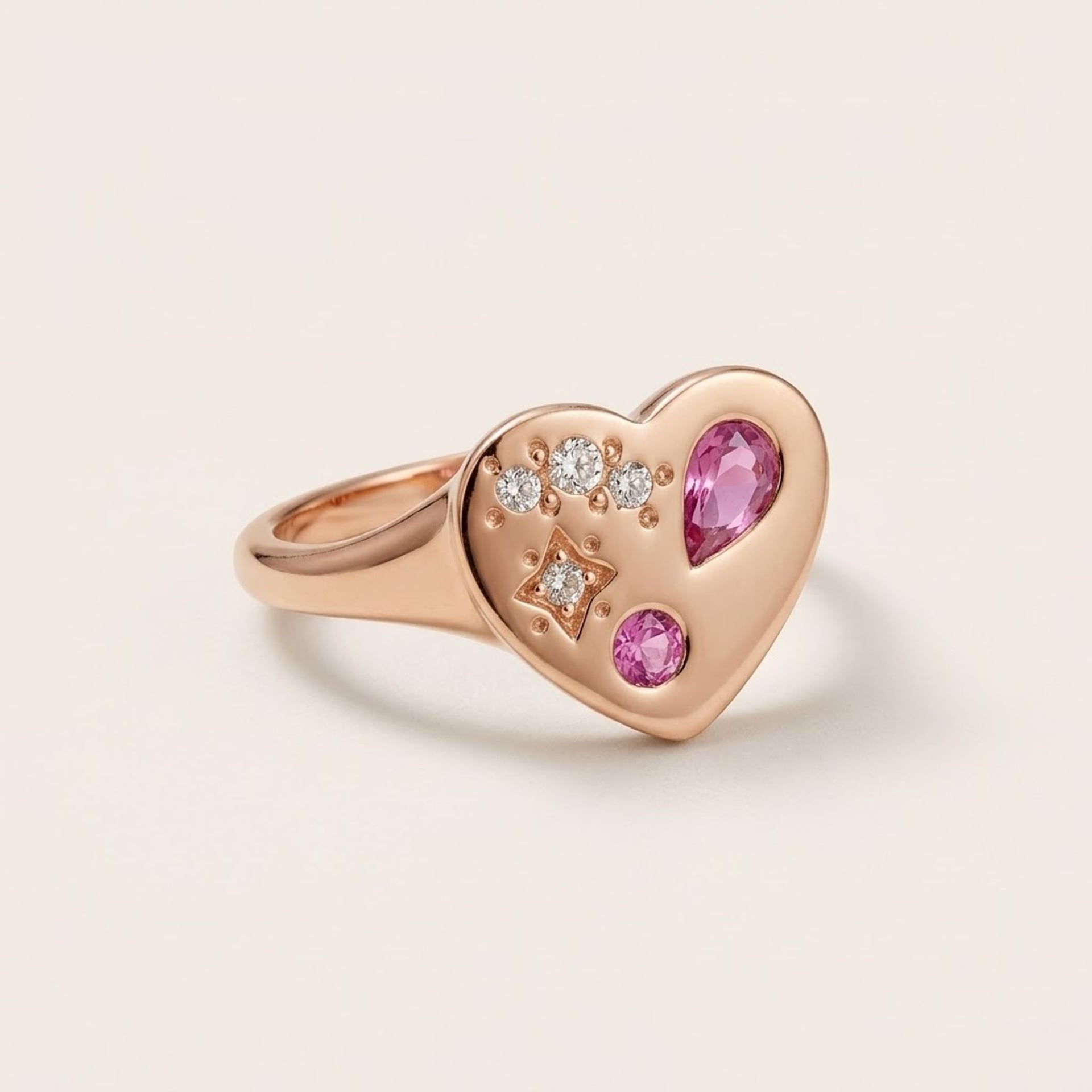 Signet Ring Heart Rose Gold Size 52 — Mint (M) Rings