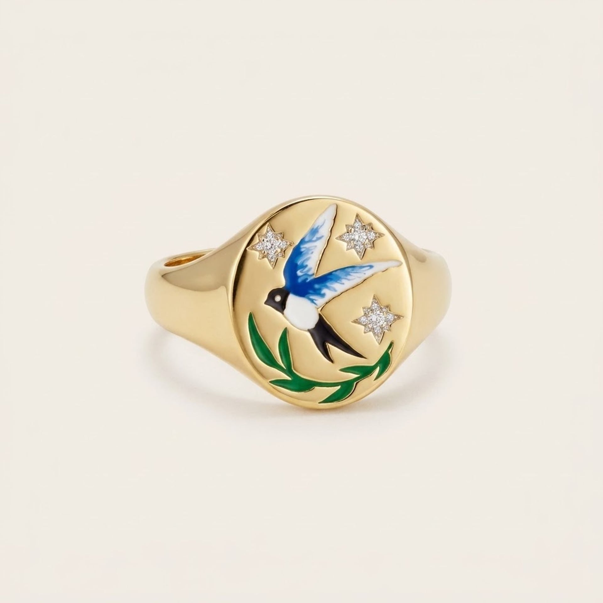 Swallow Signet Ring Yellow Gold Size 55 — Mint (M) Rings