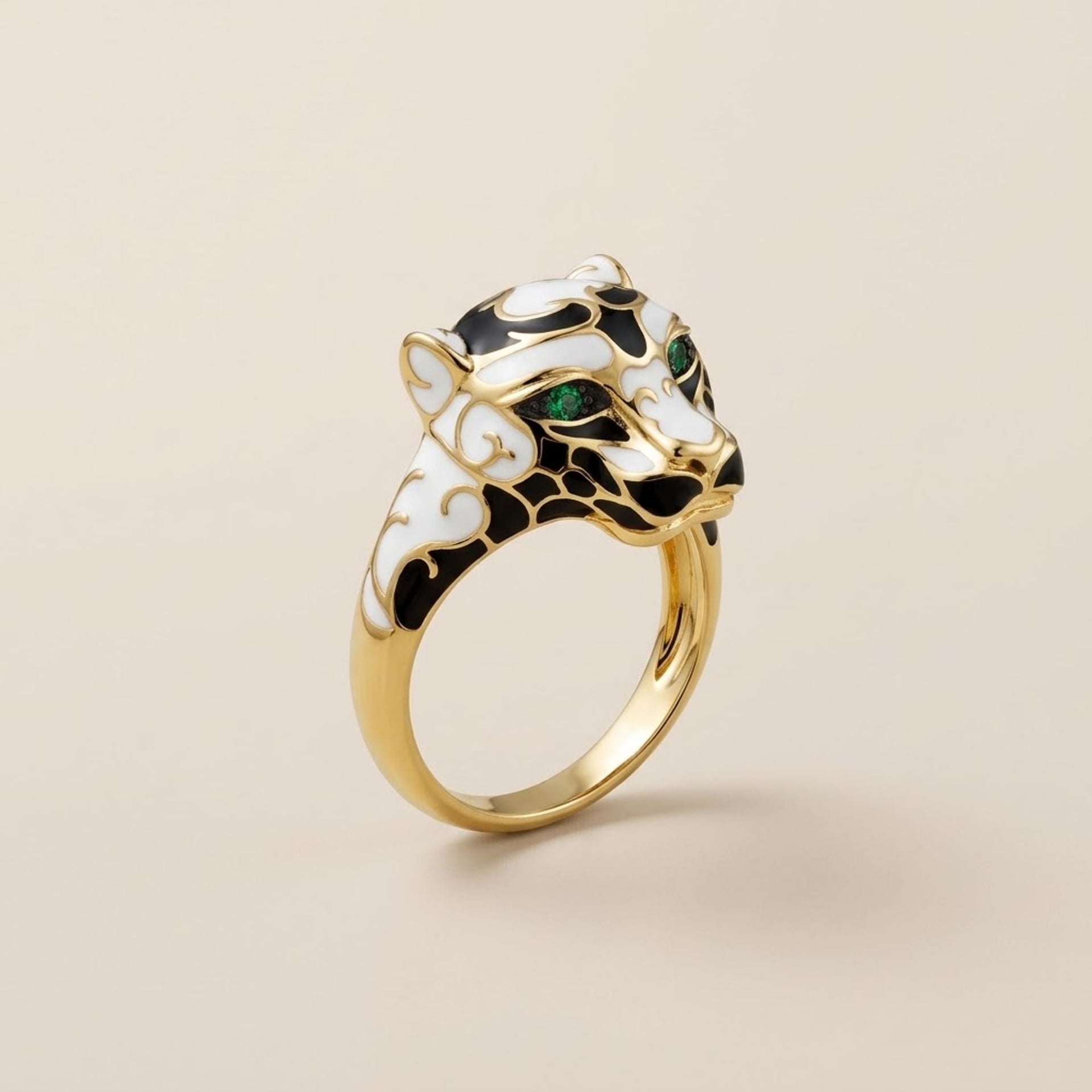 Enamel Ring Panther Yellow Gold Size 60 — Mint (M) Rings