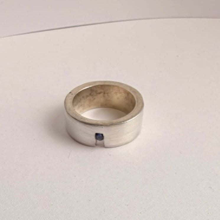 Silver Ring with Sapphire — Good (VG) Rings