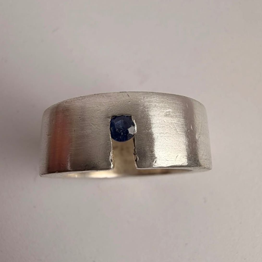 Silver Ring with Sapphire — Good (VG) Rings