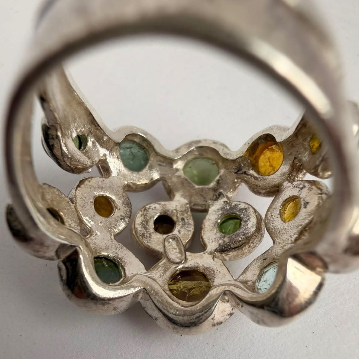 Silver Ring with Tourmaline Cabochons — Fair / poor (F) Rings