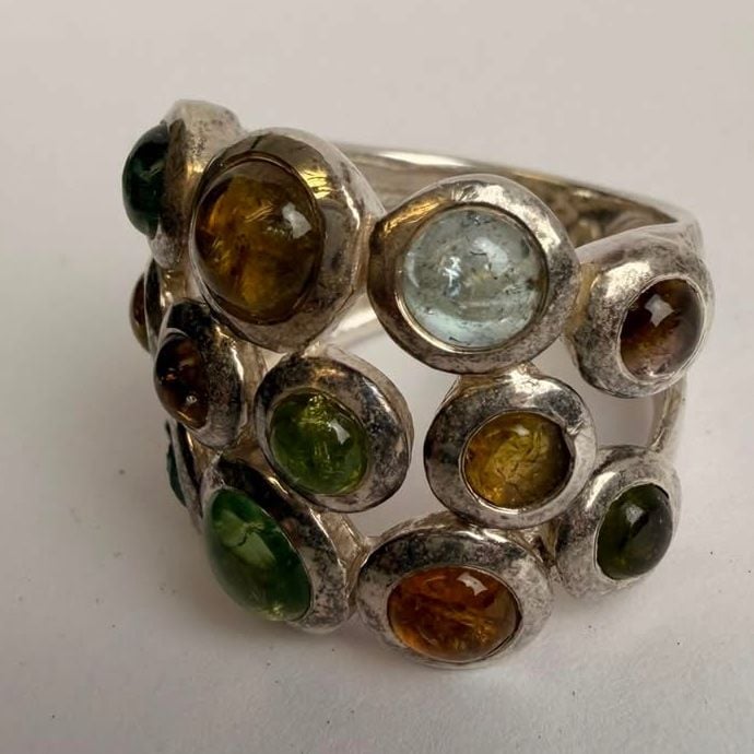 Silberring mit Turmalin Cabochons — Fair / Poor (F) Ringe