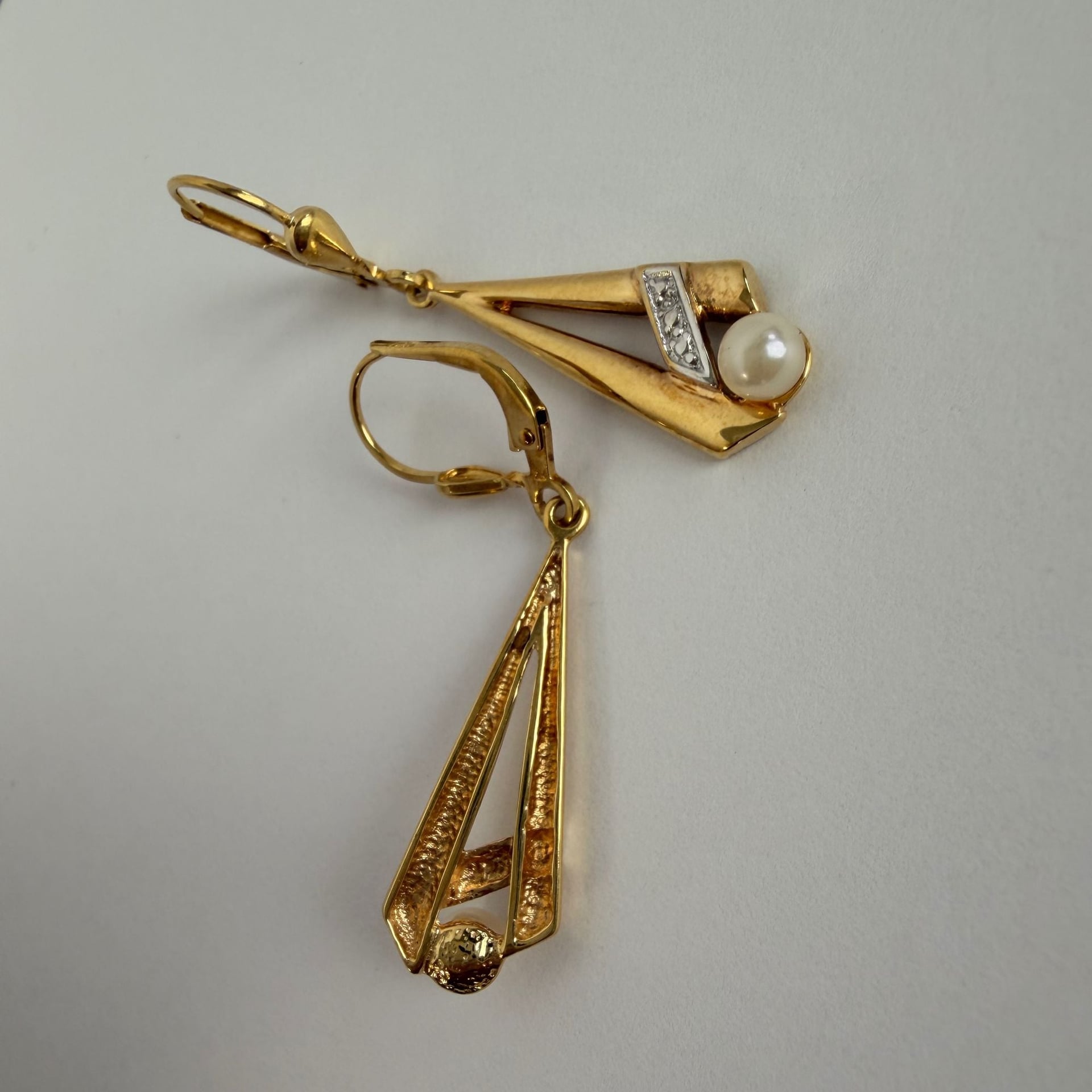 Drop Earrings with Diamonds and Pearls — Very good / fine (VG+) Earrings